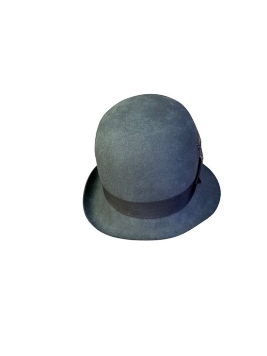 Goorin Bros Womens Grey Felt Cloche Hat With Feather & Black Ribbon Accent Sz M main image 5